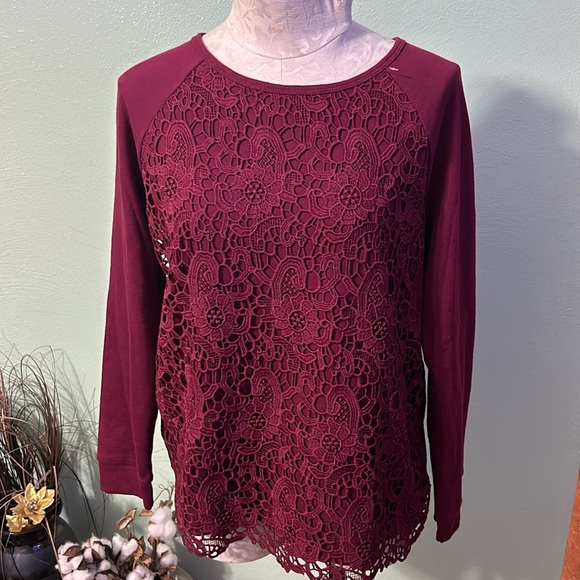 Adrianna Papell Sweaters - Adrianna Papell lace sweatshirt
